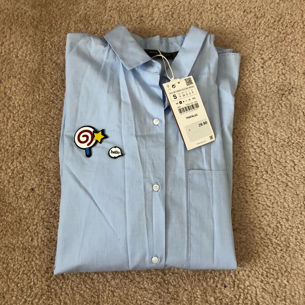 NWT ZARA LIGHT BLUE DRESS SHIRT